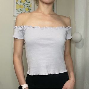 Brandy Melville off the shoulder lilac top